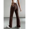 Womens Bell Bottom Pants  Casual Elastic Waist Trousers Solid Color Ribbed Knit Flare Pants