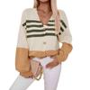 Striped Patchwork Cardigan Women's Sweater Autumn and Winter Clashing Colours Knitted Cardigan