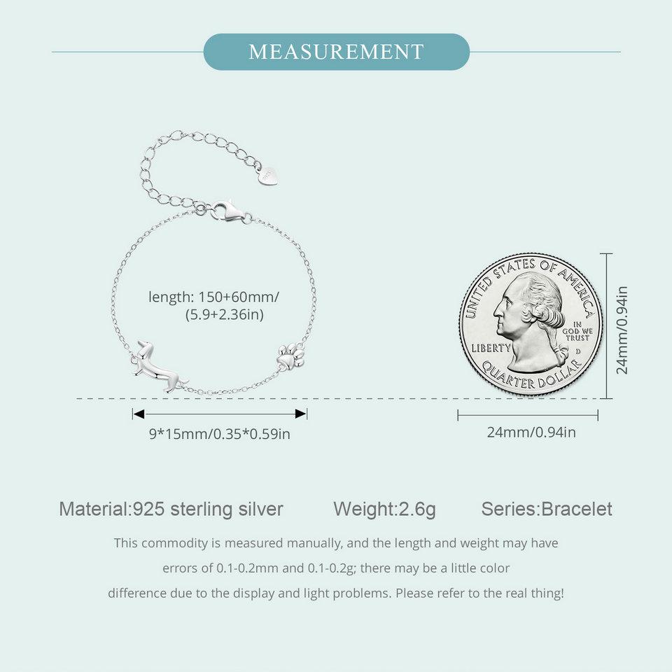 WOSTU Стерлингового Серебра 925 пробы, милый браслет с подвеской в ​​виде собаки таксы для женщин, оригинальный регулируемый браслет в виде лапы животного с домашним животным, семейный подарок, ювелирные изделия