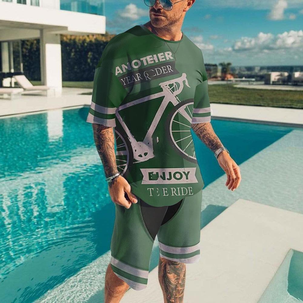 2023 летние модные свободные повседневные шорты с короткими рукавами и принтом ЭКГ, дышащие, быстросохнущие уличные простые спортивные мужские костюмы XS-6XL