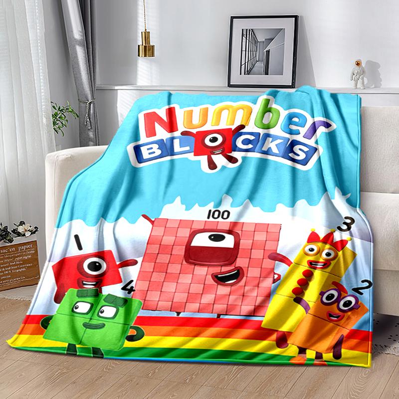 1pc Blanket Numberblocks Print Design, Lightweight Blanket for Sofa, Bed- Soft &Warm, Gift for All Seasons like Christmas, Halloween