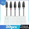 50 шт., керамические фрезы для ногтей, фрезы для снятия гель-лака, маникюра, вращающиеся заусенцы, педикюрные фрезы для ногтей, аксессуары