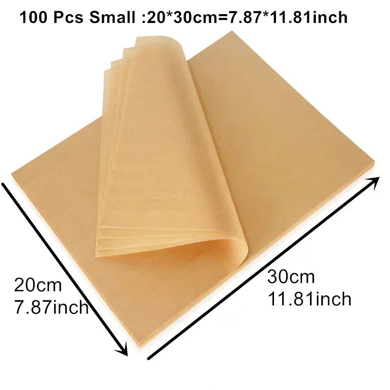 100pcs Parchment Paper Baking Sheets Non-Stick Precut Suitable for Baking Grilling Air Fryer Steaming Cookie Disposable Mats
