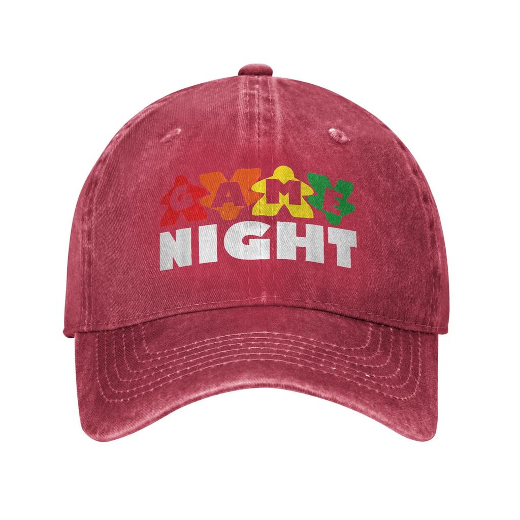 Game Night Meeples Board Game Unisex Women Baseball Caps Tabletop Gamers Distressed Washed Cap Workouts Adjustable Fit Snapback Hat