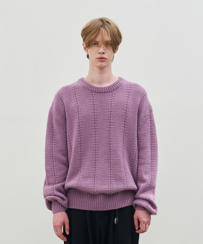 KNOUUN Wool Blended Crewneck Knit (Lavender)