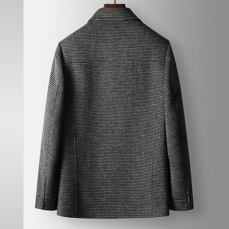 Men's Tweed Jacket Autumn and Winter Lapel Shirt Version Take-off Down Liner Light Luxury Business Double-sided Tweed Jacket
