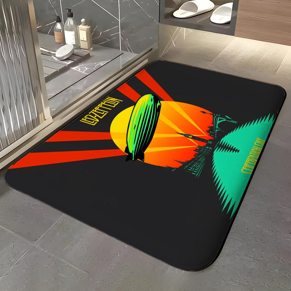 Music Z-Zeppelin Floor Mat Soft Flannel Entrance Door Mat Non Slip Absorbent Bathroom Bedroom Floor Rug