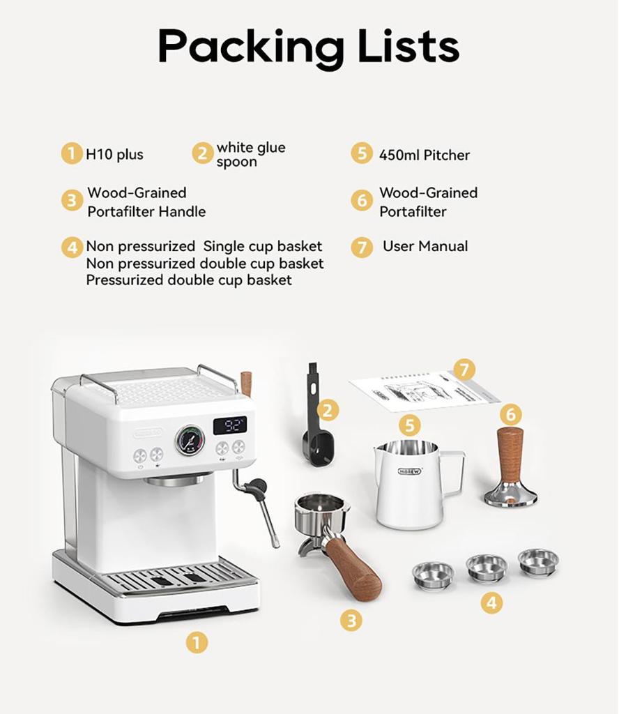 HiBREW H10Plus Espresso Coffee Machine, 20Bar Semi-Automatic Coffee Maker, Fast Heating, Temperature Control