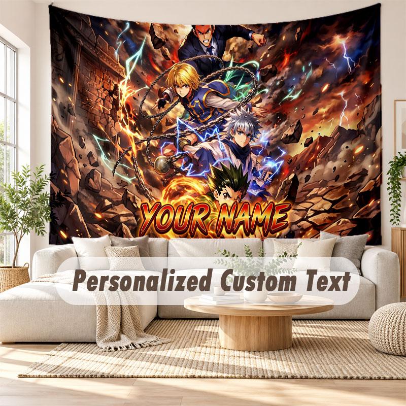 Custom Name Wall Hanging Tapestry,Hunter × Hunter Decorative Backdrop Tapestry For Dorm Home
