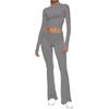 Women's Fashion Solid Color Round Neck Long Sleeve Top Wide Leg Pants Set