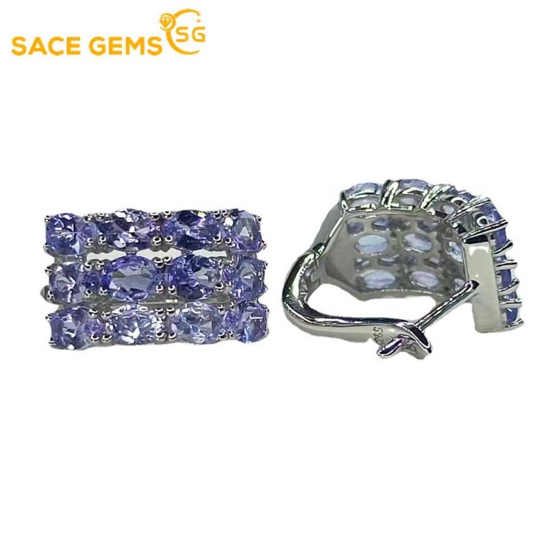 Sace Gems Серьги для женщин, стерлинговое серебро 925 пробы, 3*4 мм, натуральный танзанит, зажим для ушей, Свадебная вечеринка, ювелирные украшения, подарок на праздник