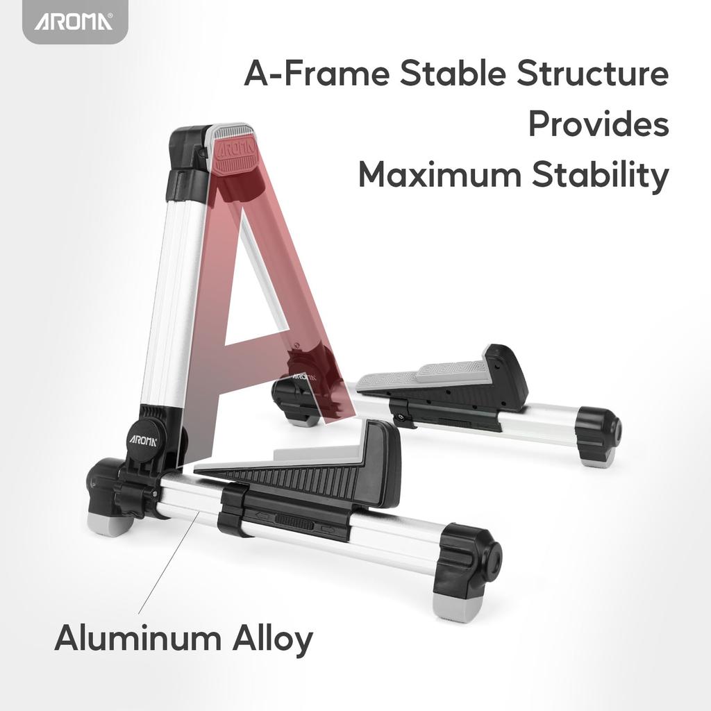 Aroma Folding Guitar Stand with Adjustable Tray and Lightweight and Portable Compatible with Guitars and Floor Stand Backrest, Design, Basses,