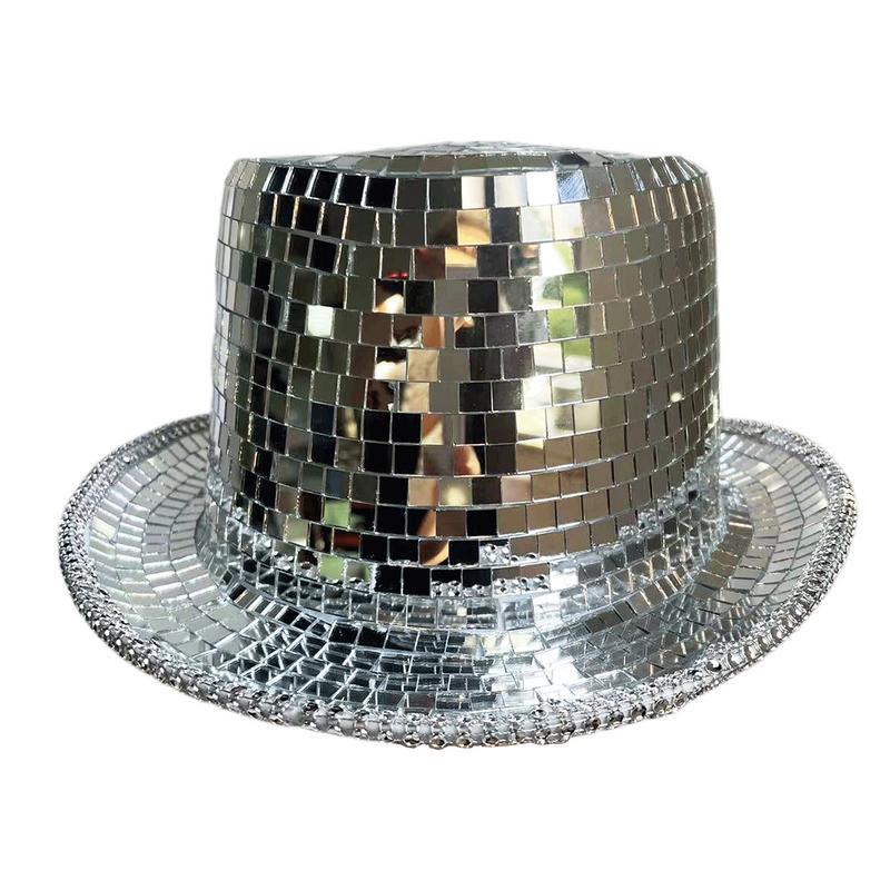 Disco Cowboy Hat Disco Mirrored Sun Hat Retro Disco Unisex Costume Sparkly Top Hat Dress Up Accessories For Adults