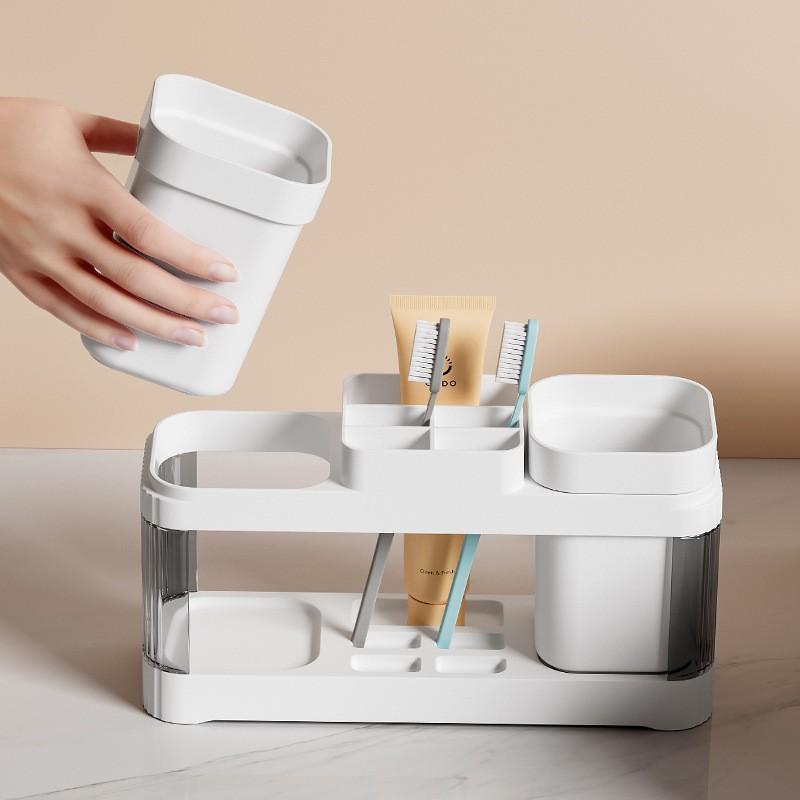Bathroom Toothbrush Toothpaste Shelf Advanced All-In-One Toothbrush Single/Double Mouthwash Cup Bathroom Wash Set Cup Holder