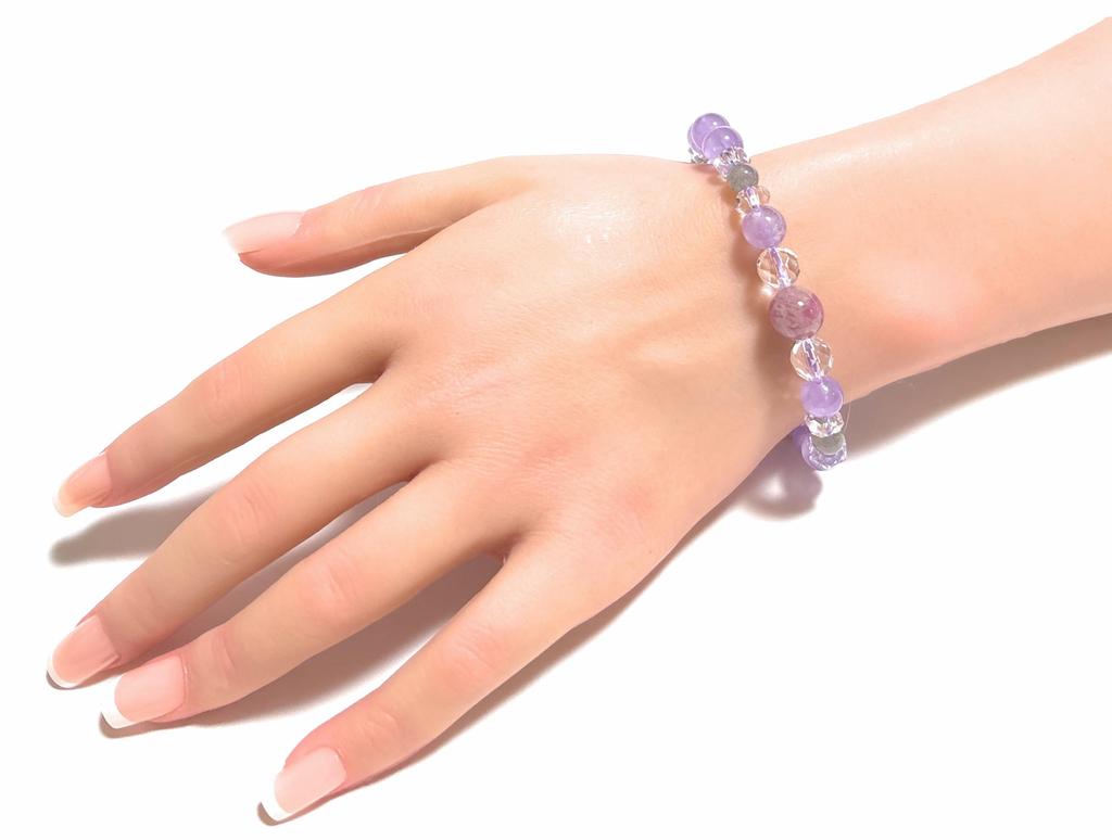 Здоровье Любовь Амулет Лаванда Аметист Розовый Турмалин Кремний Лабрадорит Натуральный Кристалл Сила Камень Браслет Бонус Внутренний 2025 Счастливый Цвет Лаванда