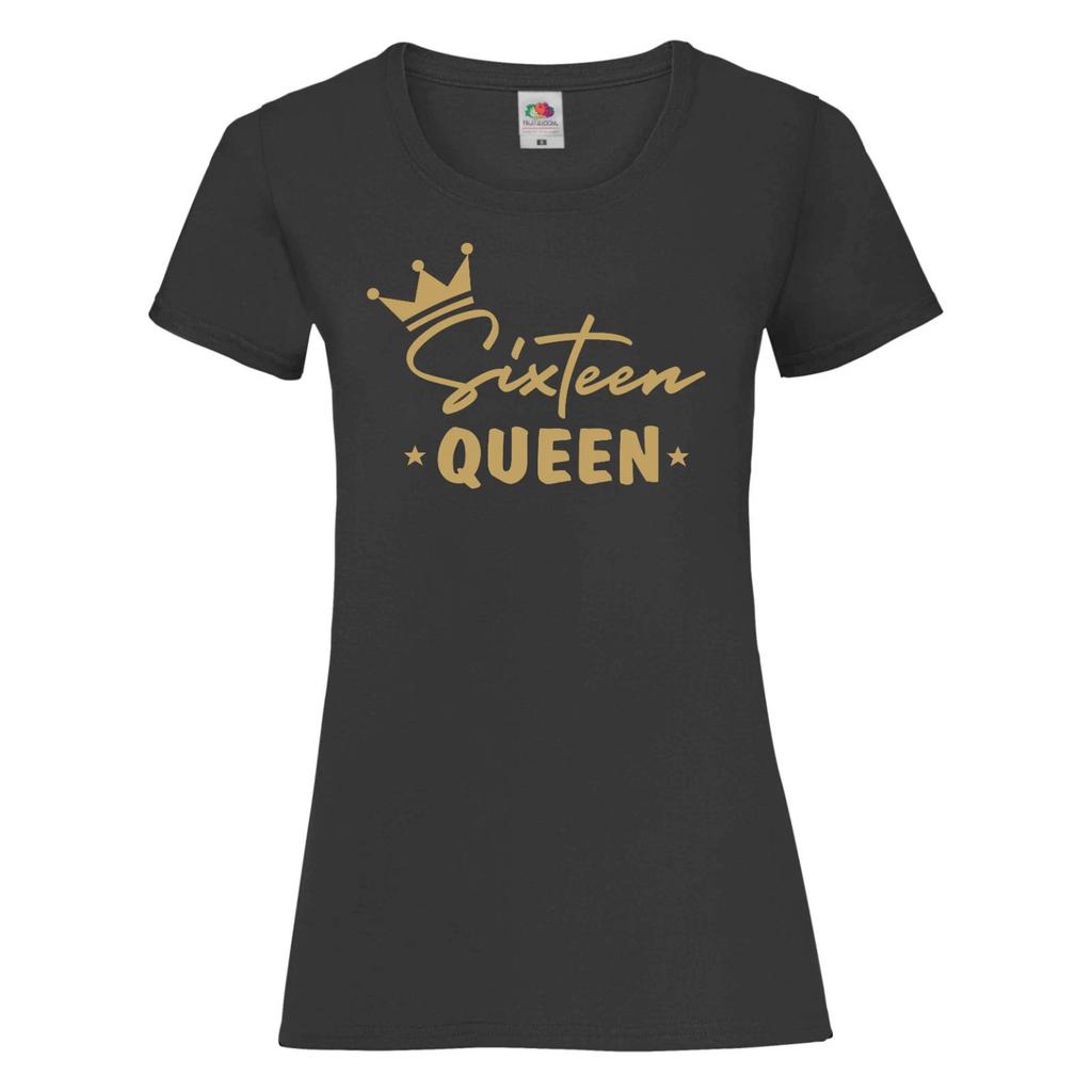 Girl's 16th Birthday T-Shirt- Sixteen queen - 16th Birthday Gift, Sweet 16