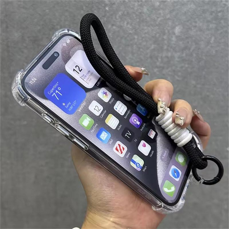Для Magsafe Магнитный прозрачный чехол для телефона iPhone 16 15 13 Pro Max 12 14 Plus Ремешок для запястья Защитная камера Противоударный чехол