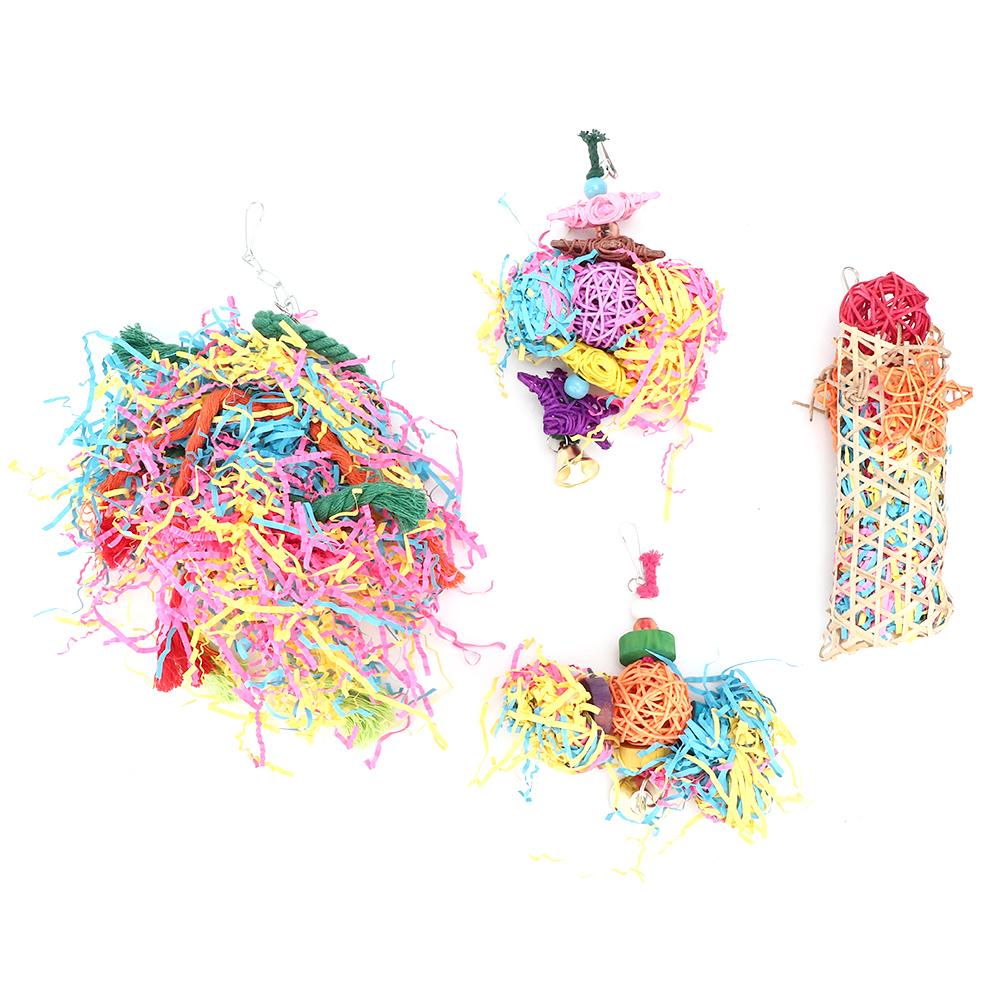 Colorful Parrot Climbing Toys Bird Hanging Cage Chewing Toys with Bell for Pet Supplies