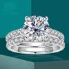 Full Moissanite Bridal Rings Set with Gra Certificate D Color Diamond Engagement Ring 925 Sterling Silver Wedding Band for Women