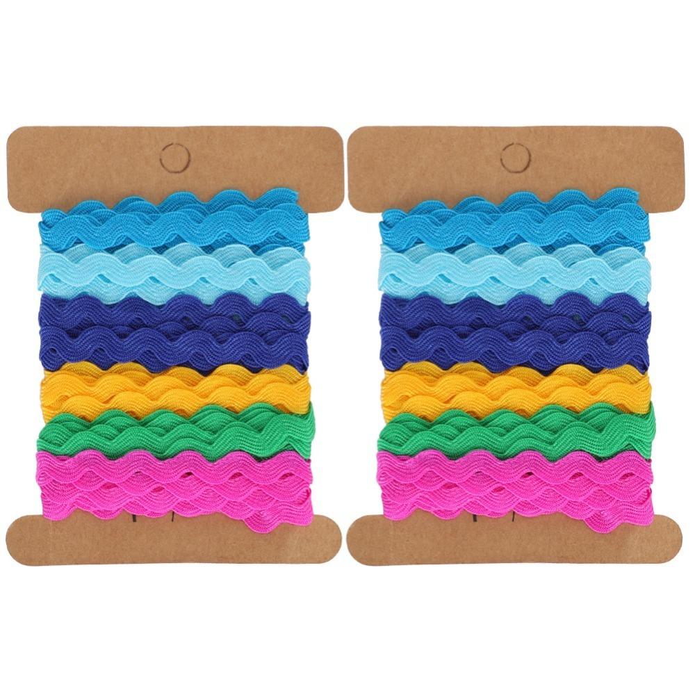 2pcs Color Ribbon Rick Rack Trim 8mm Width Curved Belt Webbing Bias Tape Wavy Lace Trim For Sewing