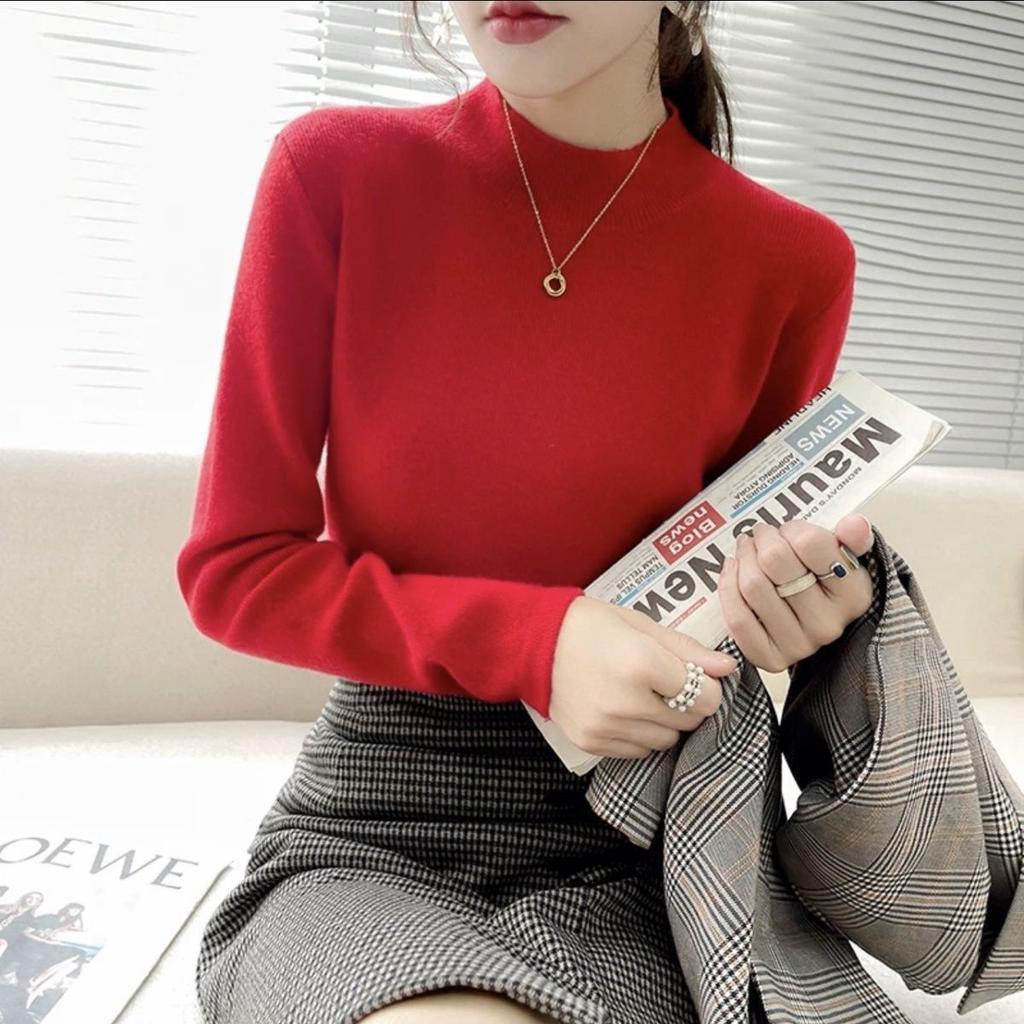 Осень-зима свитер с высоким воротником, женский эластичный топ, женские трикотажные пуловеры, длинный рукав, вязаный свитер