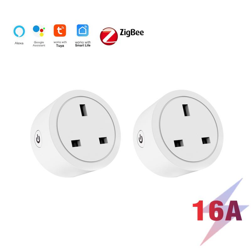 Zigbee Tuya Smart Plug 16a Adapter Wireless Remote Control Voice Control Timing Monitor Battery Works With Google Home Alexa