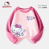 Весенняя одежда для девочек Hello Kitty Детская базовая футболка Футболка с длинным рукавом для детей старшего возраста Верх из чистого хлопка для многослойности или ношения отдельно Тонкий стиль