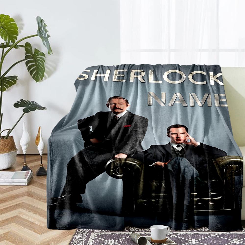 Custom Name Sherlock Theme Printed Blanket - Perfect for Couch, Bed, Travel & Outdoor Use | Machine Washable, Cozy & Durable.