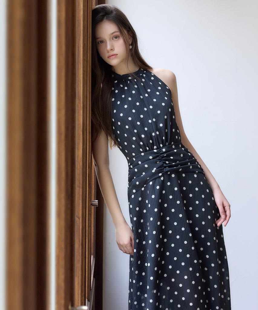 JULIY&CALLA 26Hs Love By You Marina Dot Halter Dress Black Resort Look Vacation Look