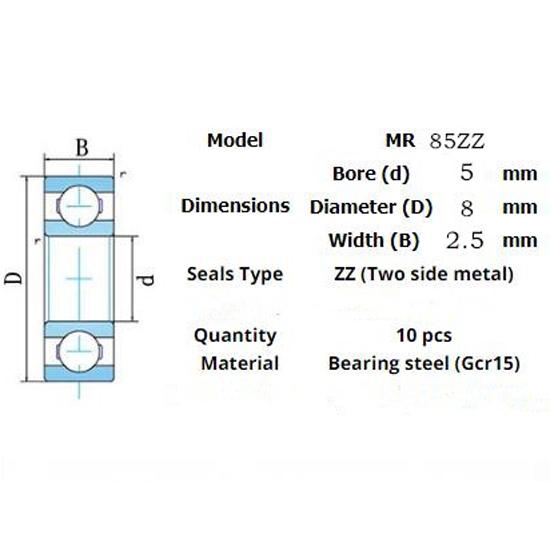 Mr85zz Подшипник 10 шт. 5*8*2,5 (мм)