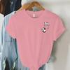 Новый женский топ с коротким рукавом Лето Новый карман Панда Мультяшный принт Футболка Корейская мода Женские топы Свободная футболка с круглым вырезом