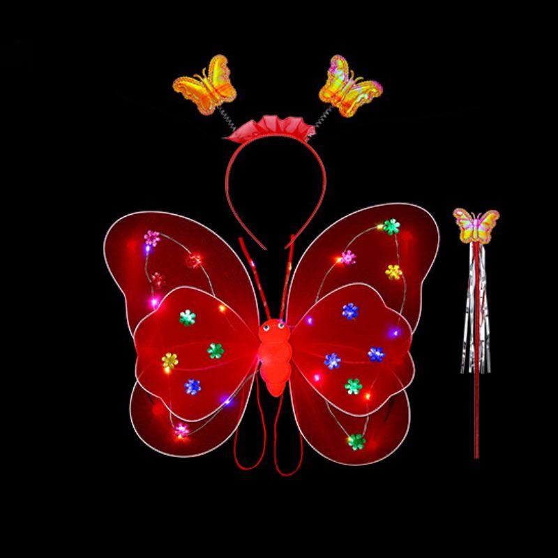 Детский светодиодный костюм бабочки, реквизит для детей, светящиеся крылья ангела на 2-8 лет, день рождения, Пасха