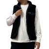 Logo Spark Men's Boa Fleece Vest with Pockets, Sizes M, L, and LL (JP, Alphabet, L, Black)