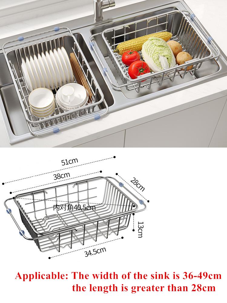 Выдвижная полка для слива раковины, многофункциональная корзина для слива из нержавеющей стали, держатель для кухонного хранения, корзины для мытья овощей