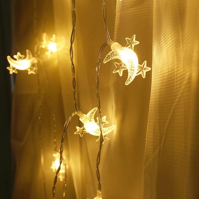 Светодиодная гирлянда со звездой и луной на батарейках 1,5 м, гирлянда с гирляндой на год, Рождество, свадьбу, украшение для дома, свет в помещении