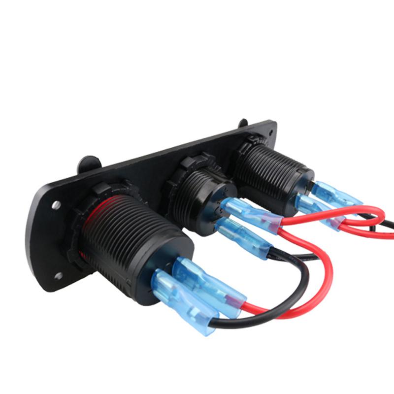 Водонепроницаемая панель 12 В с 3 отверстиями, двойной USB автомобильное зарядное устройство, розетка, цветной экран, вольтметр, комбинированные аксессуары