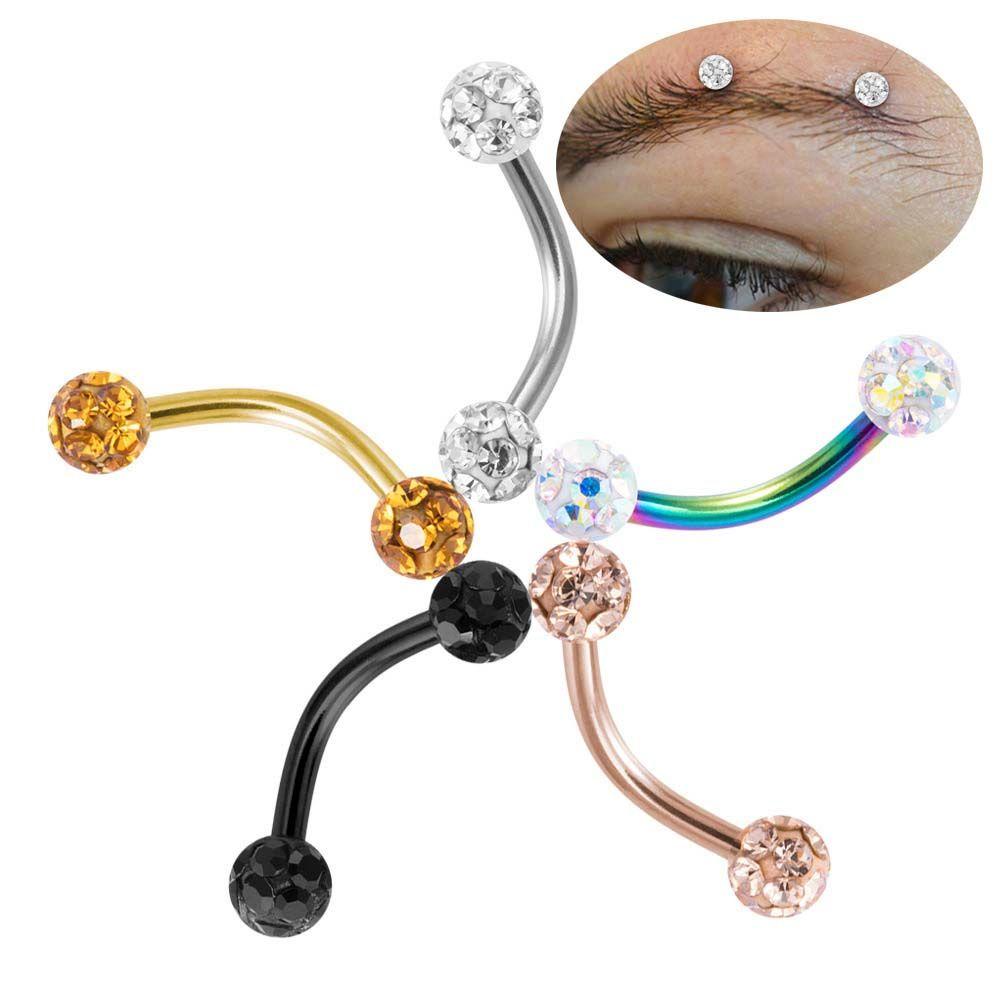 Кольцо для пирсинга для женщин Изогнутый штанга Гвоздик для брови Шарик Кольцо для носа Обманка для губы Пирсинг Украшения
