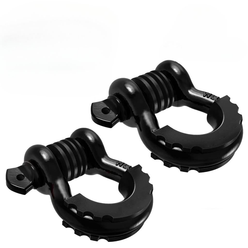 2Pcs 3/4" D-Ring Shackle 62832lb Break Strength Bow Shackles with Isolator & Washers for Jeep Off-Road Vehicle Recovery