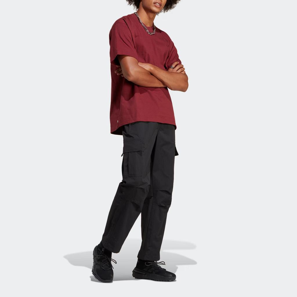 Adidas T Shirts Men's Dark Red Crew Neck Moderate Straight Fit IB9472