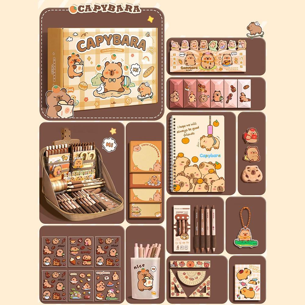 Large Capacity Gift Box Capybara Stationery Set Abundant School Supplies for Students