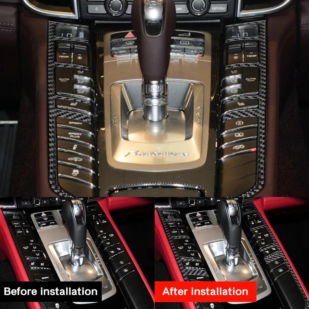 Для Porsche Panamera 2010-2016 настоящее углеродное волокно, центральная функция управления, кнопка, рамка, полоски, аксессуары для салона автомобиля, наклейка