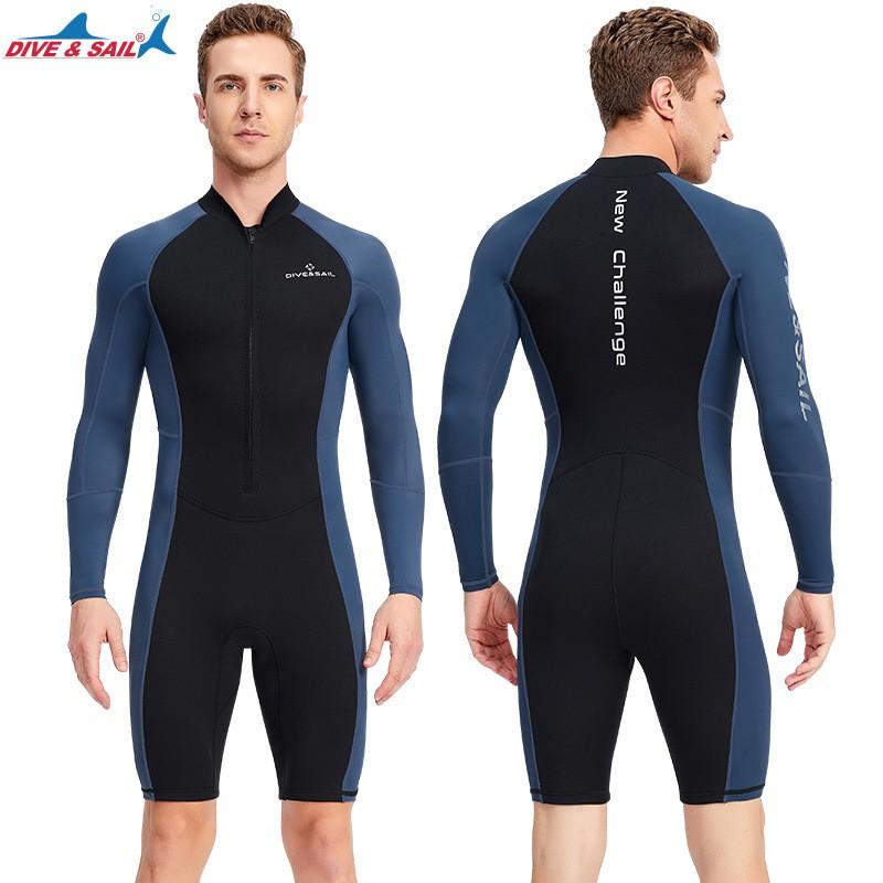 Mens 1.5mm Full Wetsuit Snorkeling Surfing Swimming UV Protection Long Sleeve Dive Suit