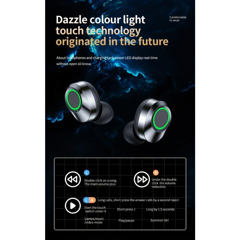 Wireless Headset with Mirrored Digital Display, High Fidelity Sound Quality, High Power, Emergency Charging Function, High Definition Voice Touch