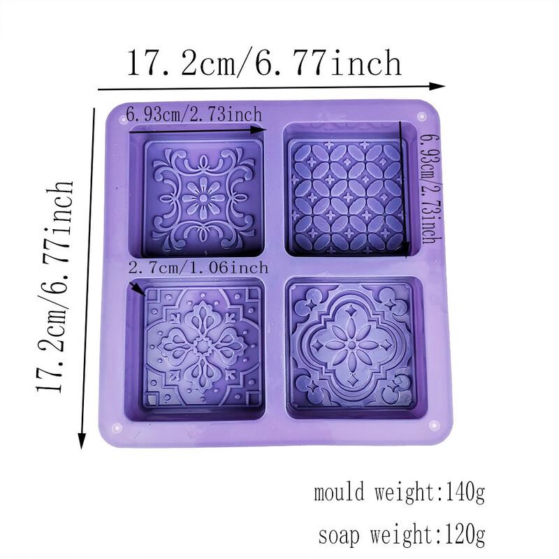 4-Cavity Flower Square Silicone Mold