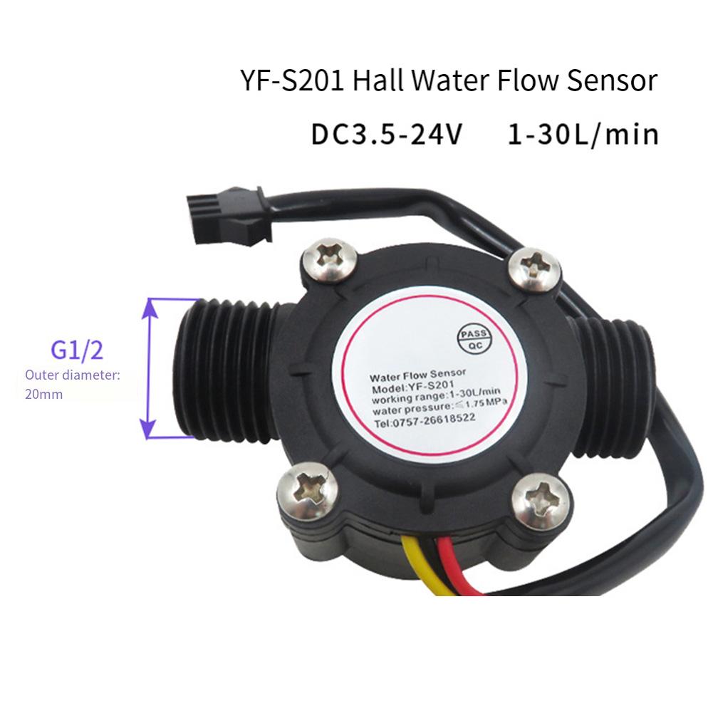 5-18V Water Flow Sensor Flowmeter Hall Flow Sensor Switch G1/2 Threads 1-30L/min For Water Heaters Coffee Machines