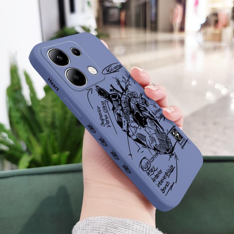Чехол для телефона 'Эскиз Сердца' для Xiaomi Redmi Note 14 13 12 12S 11 11S 10 10S 9 9S Pro Plus 4G 5G Жидкий Силиконовый Чехол