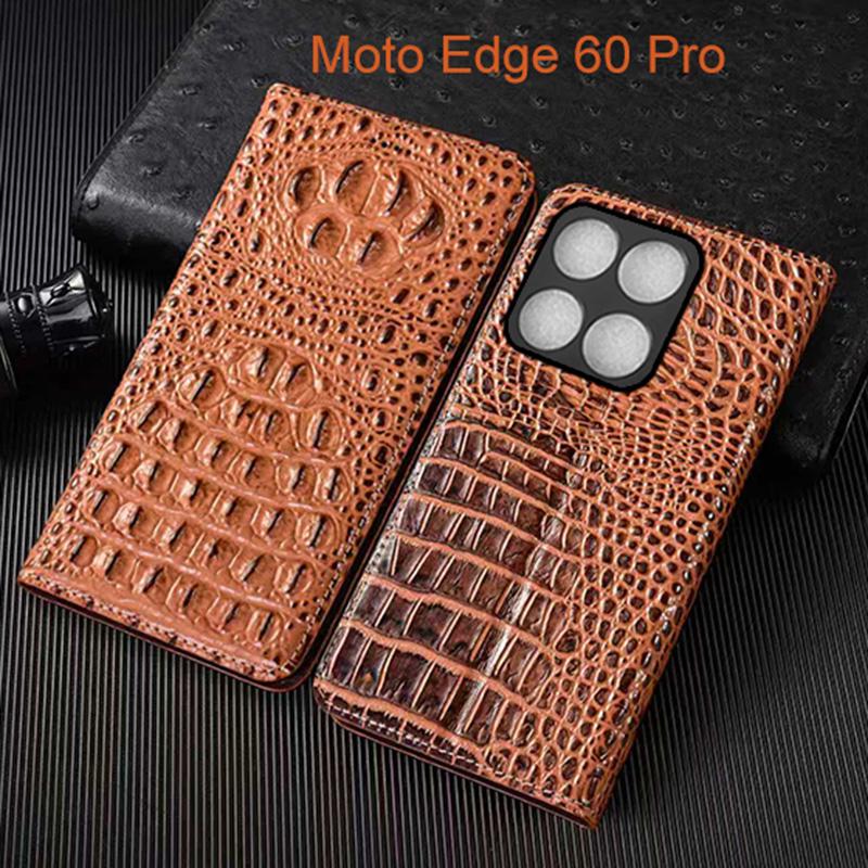 Чехол-книжка из натуральной кожи с тиснением под крокодилью кожу для Moto Edge 30 40 50 60 60S 70 G75 G84 G85 G86 Power Pro Neo Чехол для телефона Карманчики для карт