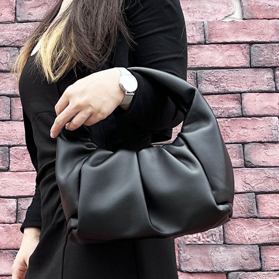 New Fashion Versatile Leather Handheld One Shoulder Handheld Wrist Cloud Bag Folded Bag