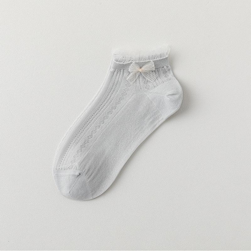 Носки в балетном стиле для женщин на лето, тонкие сетчатые дышащие короткие носки, милые кружевные носки-принцессы без косточек