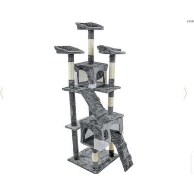 Когтеточка-дерево для кошек XXL - Без бренда - 170 x 49 x 49 см - 7 спальных мест - Серый - Плюш/Сизаль